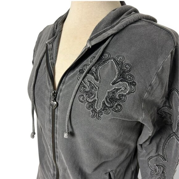 Vertigo Weathered Gray Embroidered Applique Hoody Sweatshirt Phoenix Sz M - Picture 2 of 11